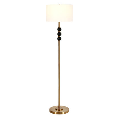 Hudson & Canal - Bernard Two-Tone Floor Lamp with Fabric Shade in Brass/Blackened Bronze/White - FL0820