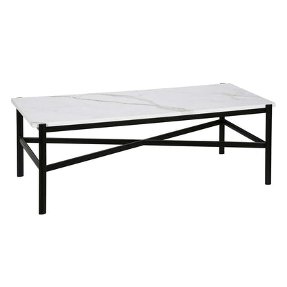 Hudson & Canal - Braxton 46in Wide Rectangular Coffee Table with Faux Marble Top in Blackened Bronze - CT0231 veiw 1