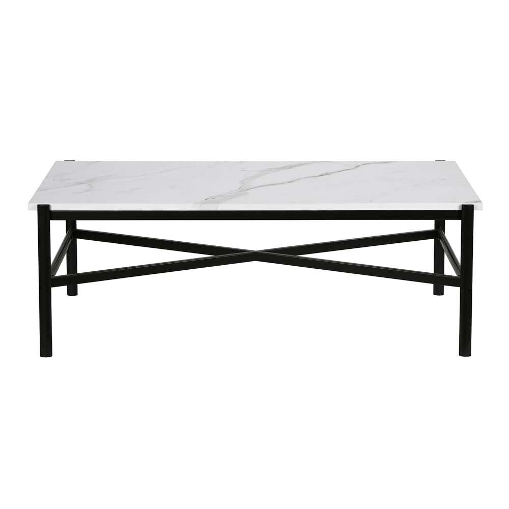 Hudson & Canal - Braxton 46in Wide Rectangular Coffee Table with Faux Marble Top in Blackened Bronze - CT0231 veiw 3