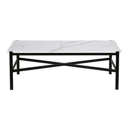 Hudson & Canal - Braxton 46in Wide Rectangular Coffee Table with Faux Marble Top in Blackened Bronze - CT0231 veiw 3