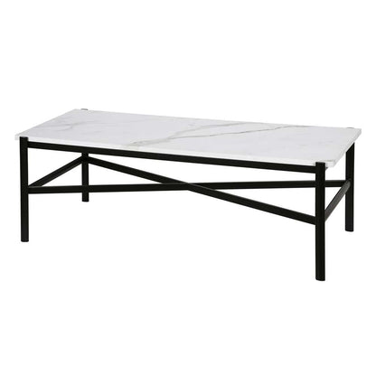 Hudson & Canal - Braxton 46in Wide Rectangular Coffee Table with Faux Marble Top in Blackened Bronze - CT0231 veiw 4