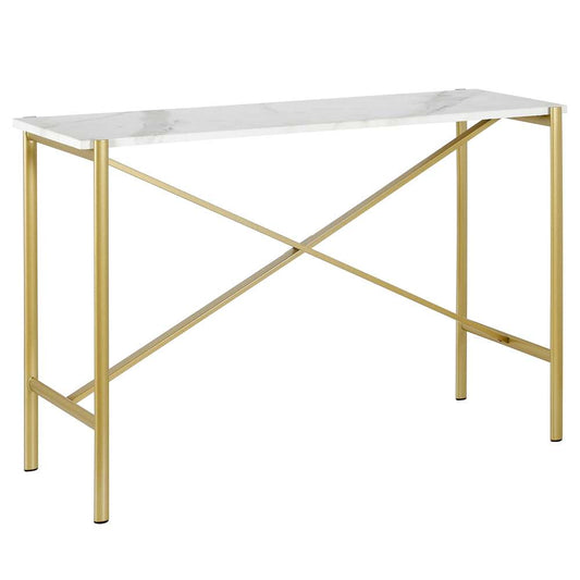 Hudson & Canal - Braxton 46in Wide Rectangular Console Table with Faux Marble Top in Gold - AT0864 veiw 1