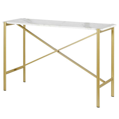 Hudson & Canal - Braxton 46in Wide Rectangular Console Table with Faux Marble Top in Gold - AT0864 veiw 4