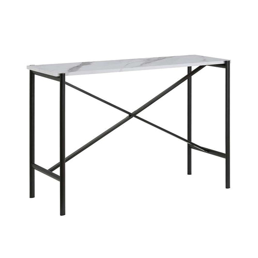 Hudson & Canal - Braxton 46in Wide Rectangular Console Table with Faux Marble Top in Blackened Bronze - AT0195 veiw 1
