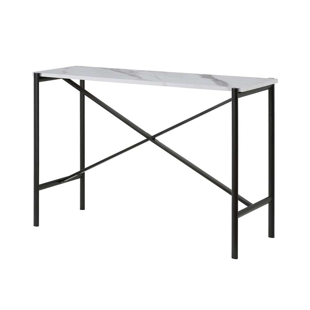 Hudson & Canal - Braxton 46in Wide Rectangular Console Table with Faux Marble Top in Blackened Bronze - AT0195 veiw 3
