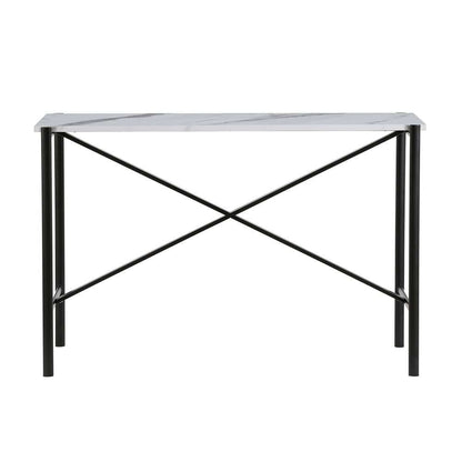 Hudson & Canal - Braxton 46in Wide Rectangular Console Table with Faux Marble Top in Blackened Bronze - AT0195 veiw 4