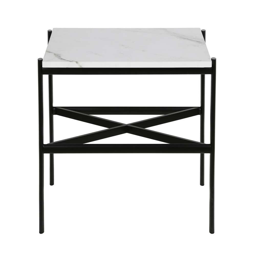 Hudson & Canal - Braxton 21.25in Wide Rectangular Side Table with Faux Marble Top in Blackened Bronze - ST0232 veiw 3