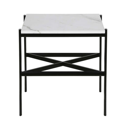 Hudson & Canal - Braxton 21.25in Wide Rectangular Side Table with Faux Marble Top in Blackened Bronze - ST0232 veiw 3
