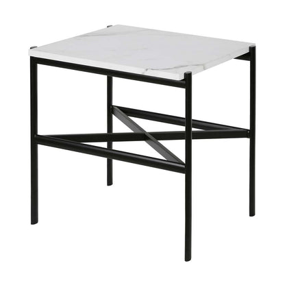 Hudson & Canal - Braxton 21.25in Wide Rectangular Side Table with Faux Marble Top in Blackened Bronze - ST0232 veiw 4