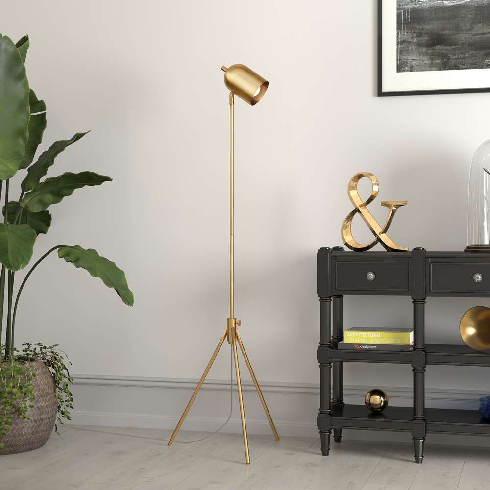 Hudson & Canal - Bruno Tripod Floor Lamp with Metal Shade in Brass/Brass - FL0746 veiw 2