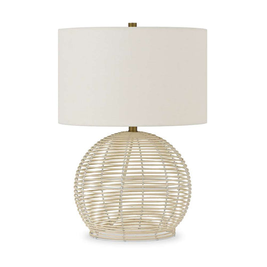 Hudson & Canal - Bryn 21.5in Tall Rattan Table Lamp with Fabric Shade in Rattan/White - TL0081 veiw 1