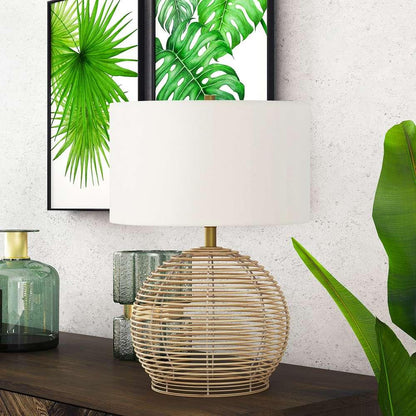 Hudson & Canal - Bryn 21.5in Tall Rattan Table Lamp with Fabric Shade in Rattan/White - TL0081 veiw 2
