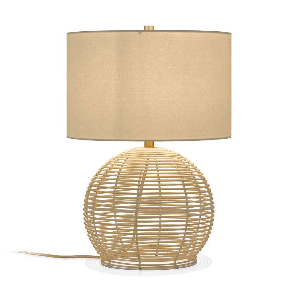 Hudson & Canal - Bryn 21.5in Tall Rattan Table Lamp with Fabric Shade in Rattan/White - TL0081 veiw 3