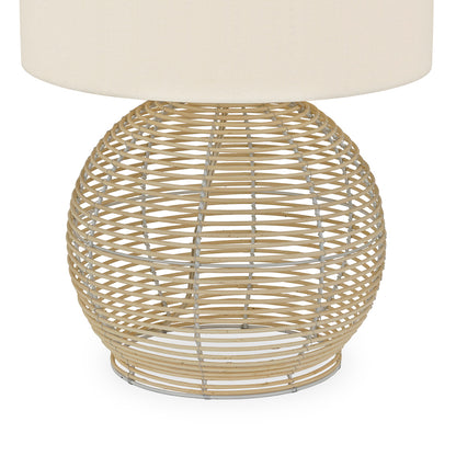 Hudson & Canal - Bryn 21.5in Tall Rattan Table Lamp with Fabric Shade in Rattan/White - TL0081