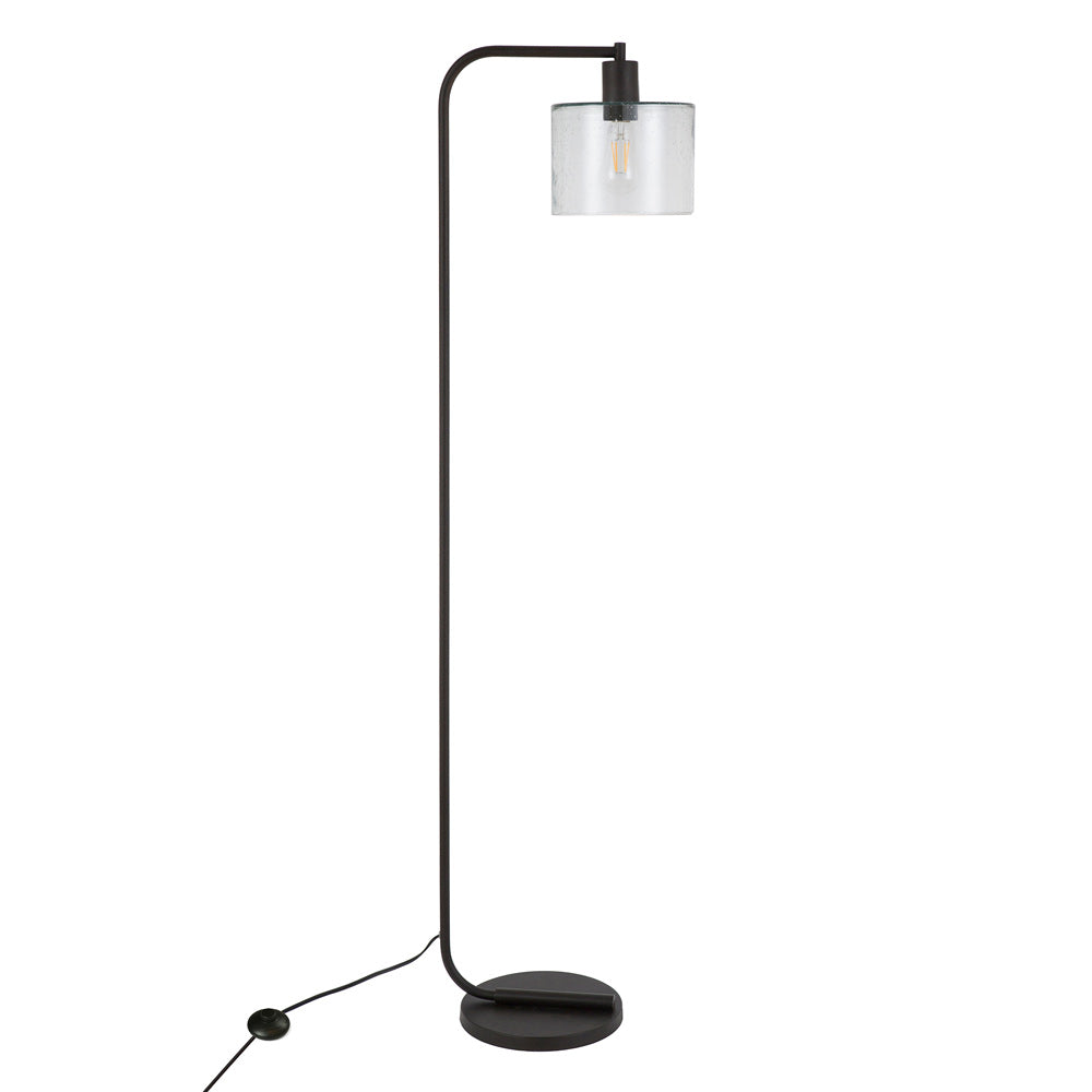 Hudson & Canal - Cadmus 57in Tall Floor Lamp with Glass Shade in Blackened Bronze/Seeded - FL0100