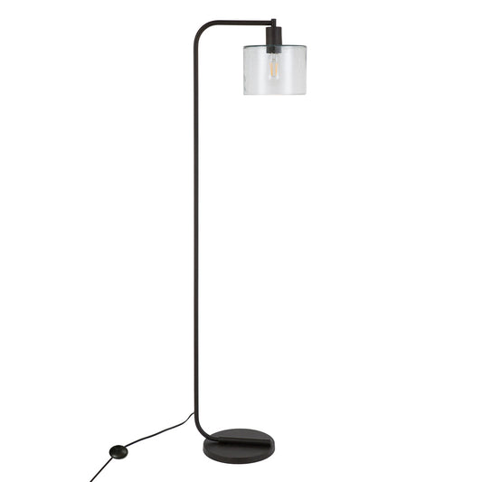 Hudson & Canal - Cadmus 57in Tall Floor Lamp with Glass Shade in Blackened Bronze/Seeded - FL0100