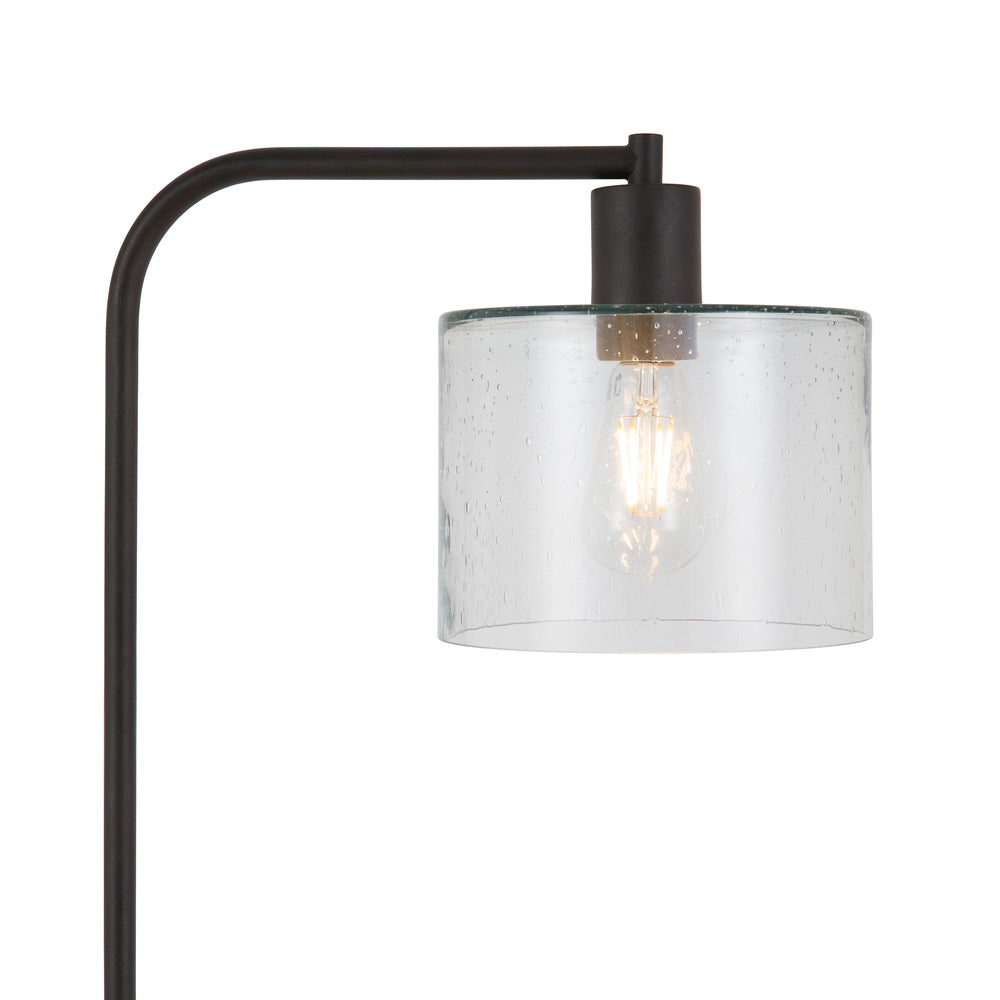 Hudson & Canal - Cadmus 57in Tall Floor Lamp with Glass Shade in Blackened Bronze/Seeded - FL0100