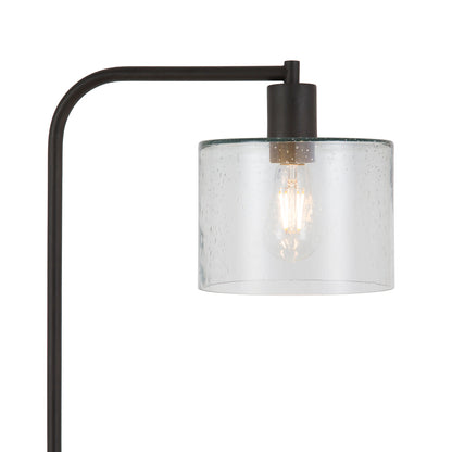 Hudson & Canal - Cadmus 57in Tall Floor Lamp with Glass Shade in Blackened Bronze/Seeded - FL0100