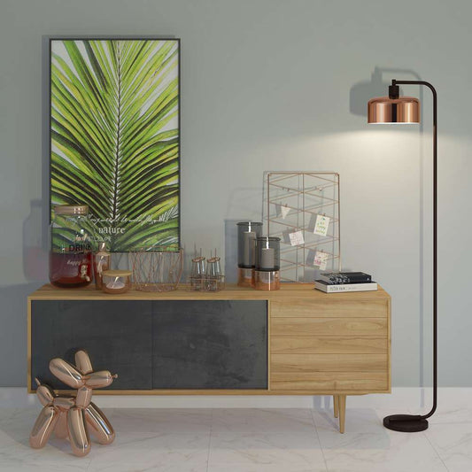 Hudson & Canal - Cadmus 57in Tall Floor Lamp with Metal Shade in Blackened Bronze/Copper/Copper - FL0005 veiw 2