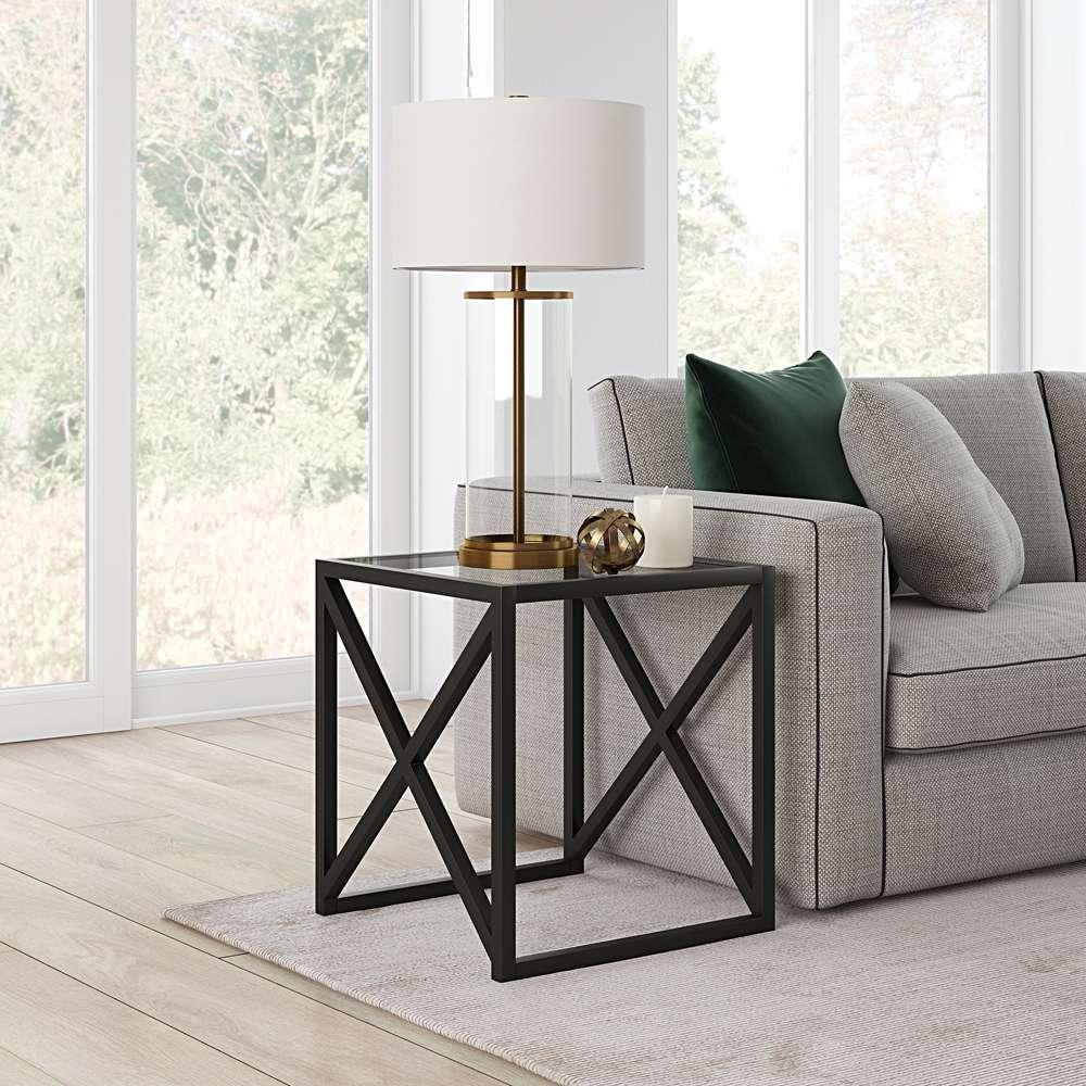 Hudson & Canal - Calix 20in Wide Square Side Table in Blackened Bronze - ST0259 veiw 2