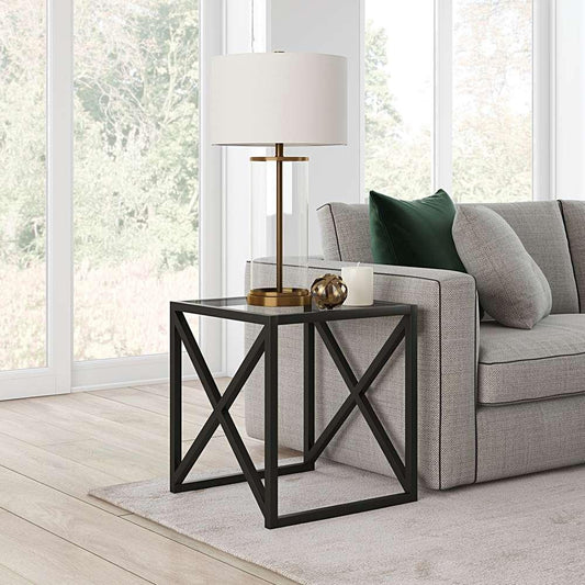 Hudson & Canal - Calix 20in Wide Square Side Table in Blackened Bronze - ST0259 veiw 2