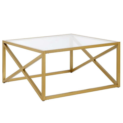 Hudson & Canal - Calix 32in Wide Square Coffee Table in Brass - CT0861 veiw 1