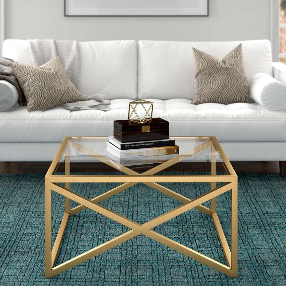 Hudson & Canal - Calix 32in Wide Square Coffee Table in Brass - CT0861 veiw 2