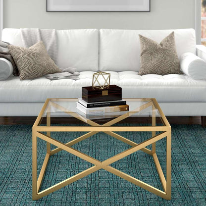 Hudson & Canal - Calix 32in Wide Square Coffee Table in Brass - CT0861 veiw 2