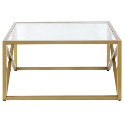 Hudson & Canal - Calix 32in Wide Square Coffee Table in Brass - CT0861 veiw 3
