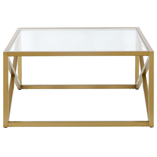 Hudson & Canal - Calix 32in Wide Square Coffee Table in Brass - CT0861 veiw 3
