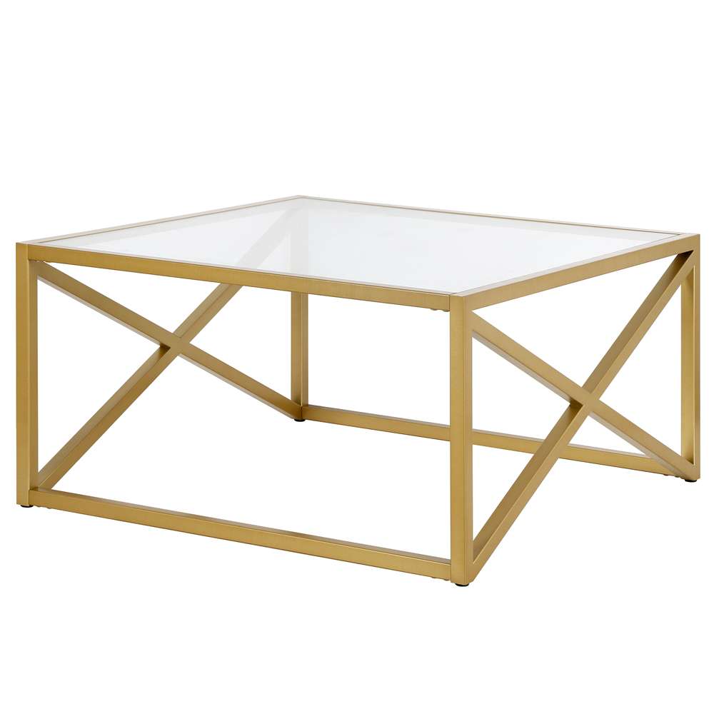 Hudson & Canal - Calix 32in Wide Square Coffee Table in Brass - CT0861 veiw 4