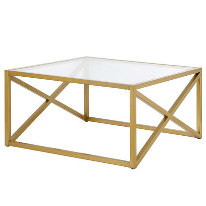 Hudson & Canal - Calix 32in Wide Square Coffee Table in Brass - CT0861 veiw 4