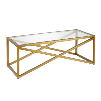 Hudson & Canal - Calix 46in Wide Rectangular Coffee Table in Brass - CT0245 veiw 1
