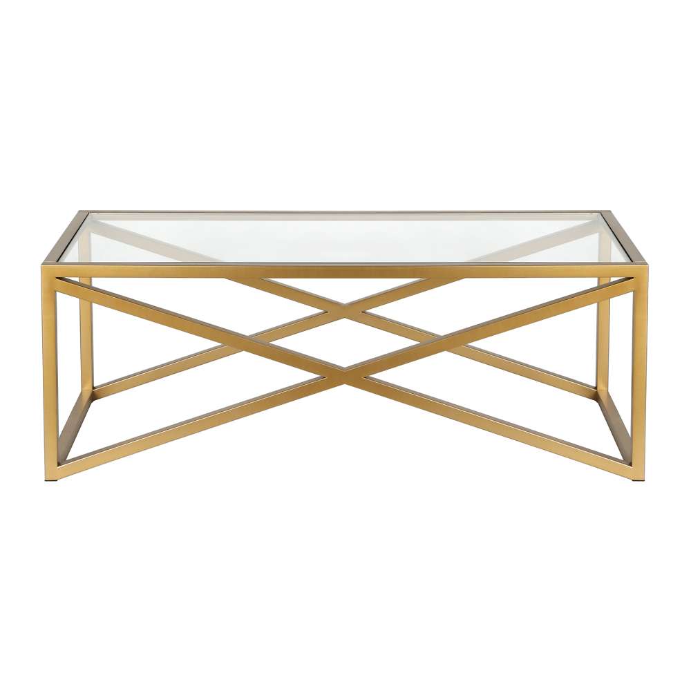 Hudson & Canal - Calix 46in Wide Rectangular Coffee Table in Brass - CT0245 veiw 3