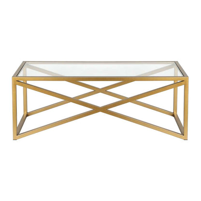 Hudson & Canal - Calix 46in Wide Rectangular Coffee Table in Brass - CT0245 veiw 3