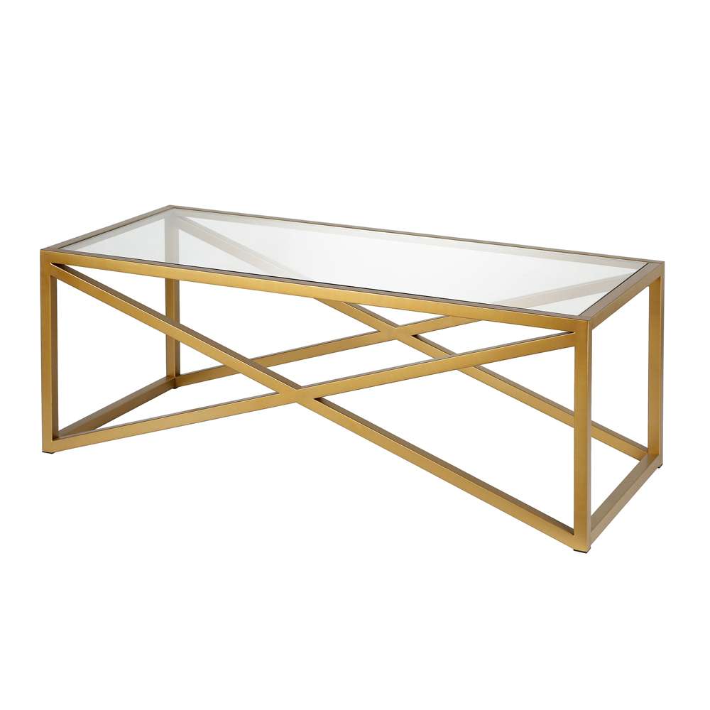 Hudson & Canal - Calix 46in Wide Rectangular Coffee Table in Brass - CT0245 veiw 4