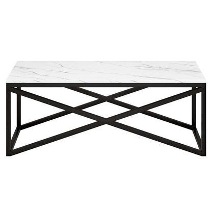 Hudson & Canal - Calix 46in Wide Rectangular Coffee Table with Faux Marble Top in Blackened Bronze - CT1563 veiw 3