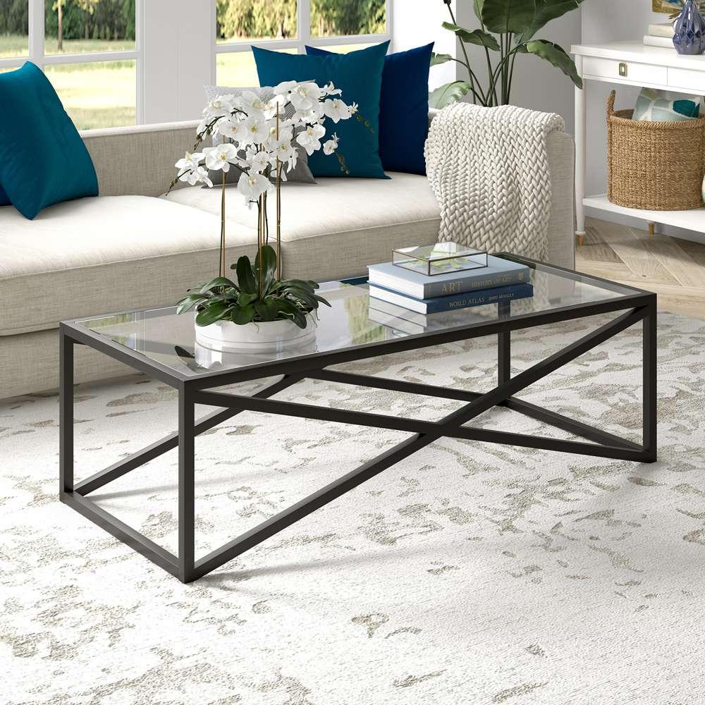 Hudson & Canal - Calix 54in Wide Rectangular Coffee Table in Blackened Bronze - CT0862 veiw 2