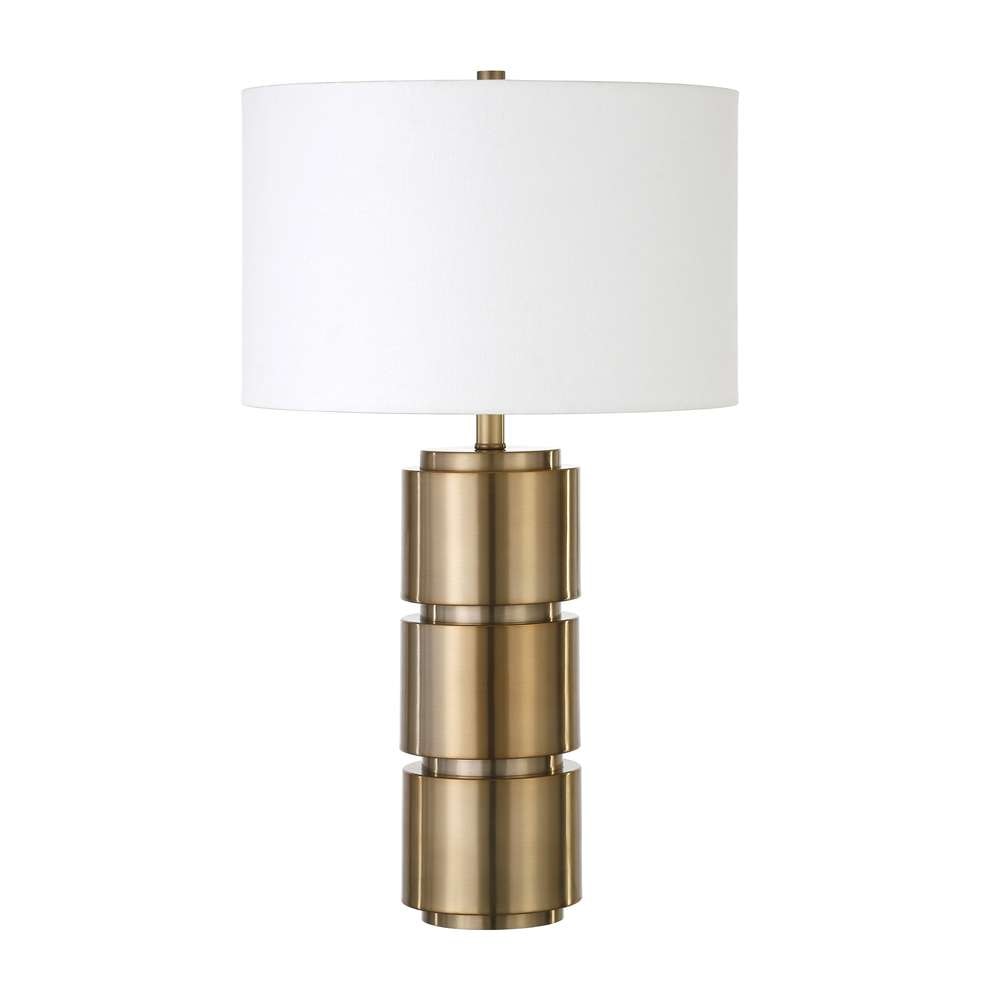 Hudson & Canal - Campbell 27in Tall Table Lamp with Fabric Shade in Brass/White - TL0514 veiw 1