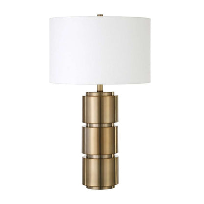 Hudson & Canal - Campbell 27in Tall Table Lamp with Fabric Shade in Brass/White - TL0514 veiw 1