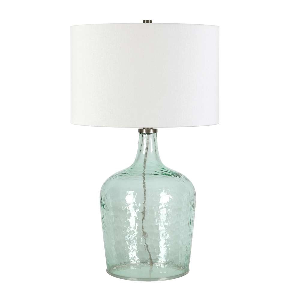 Hudson & Canal - Casco 24in Tall Table Lamp with Fabric Shade in Textured Blue Glass/White - TL0519 veiw 1