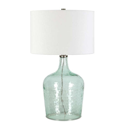 Hudson & Canal - Casco 24in Tall Table Lamp with Fabric Shade in Textured Blue Glass/White - TL0519 veiw 1