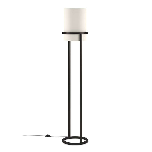 Hudson & Canal - Casimir 62in Tall Floor Lamp with Fabric Shade in Blackened Bronze/White - FL0178 veiw 1