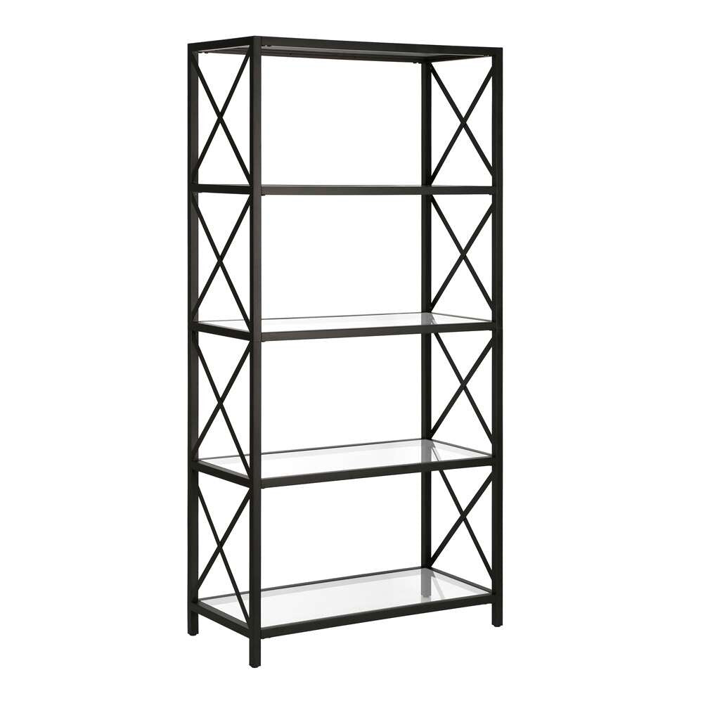 Hudson & Canal - Celine 30in Wide Rectangular Bookcase in Blackened Bronze - BK0448 veiw 1