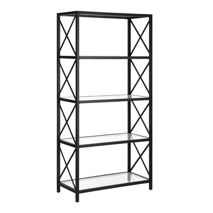 Hudson & Canal - Celine 30in Wide Rectangular Bookcase in Blackened Bronze - BK0448 veiw 1