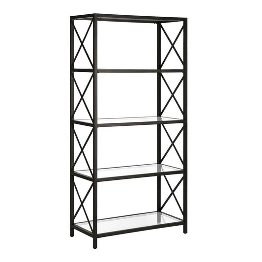 Hudson & Canal - Celine 30in Wide Rectangular Bookcase in Blackened Bronze - BK0448 veiw 1