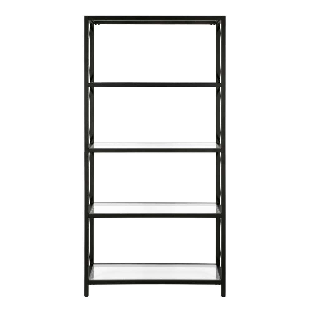Hudson & Canal - Celine 30in Wide Rectangular Bookcase in Blackened Bronze - BK0448 veiw 3