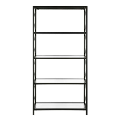 Hudson & Canal - Celine 30in Wide Rectangular Bookcase in Blackened Bronze - BK0448 veiw 3