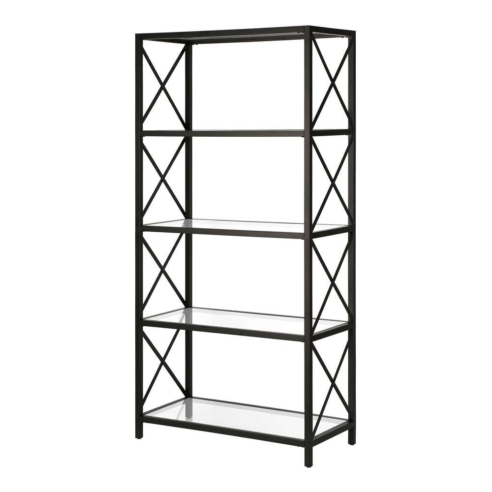 Hudson & Canal - Celine 30in Wide Rectangular Bookcase in Blackened Bronze - BK0448 veiw 4