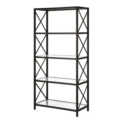 Hudson & Canal - Celine 30in Wide Rectangular Bookcase in Blackened Bronze - BK0448 veiw 4